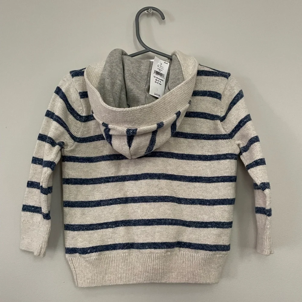 NWT - Baby Gap Toggle Cardigan Blue Stripes - 12-18 Mos